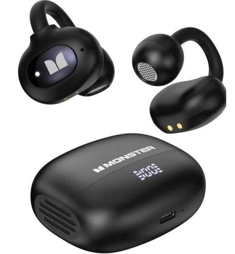 Monster Wireless Open Ear Bluetooth Earbuds with Ear Hook, Air Conduction Sports Earphones, HD Stereo Sound, Rechargeable Wireless Headset with Built-in Mic, Comfortable Secure Fit for Running Gym Driving Gaming & Daily Use - Image 1