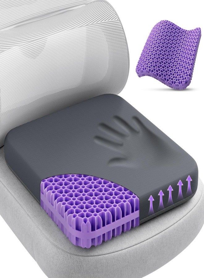 TushGuard وسادة مقعد جل توش جارد للجلوس لفترات طويلة، تصميم حاصل على براءة اختراع موسع وسميك، تبريد يسمح بمرور الهواء لكرسي المكتب، وسادة مقعد سيارة ناعمة للكراسي المتحركة (قياسي، رمادي) - Image 1