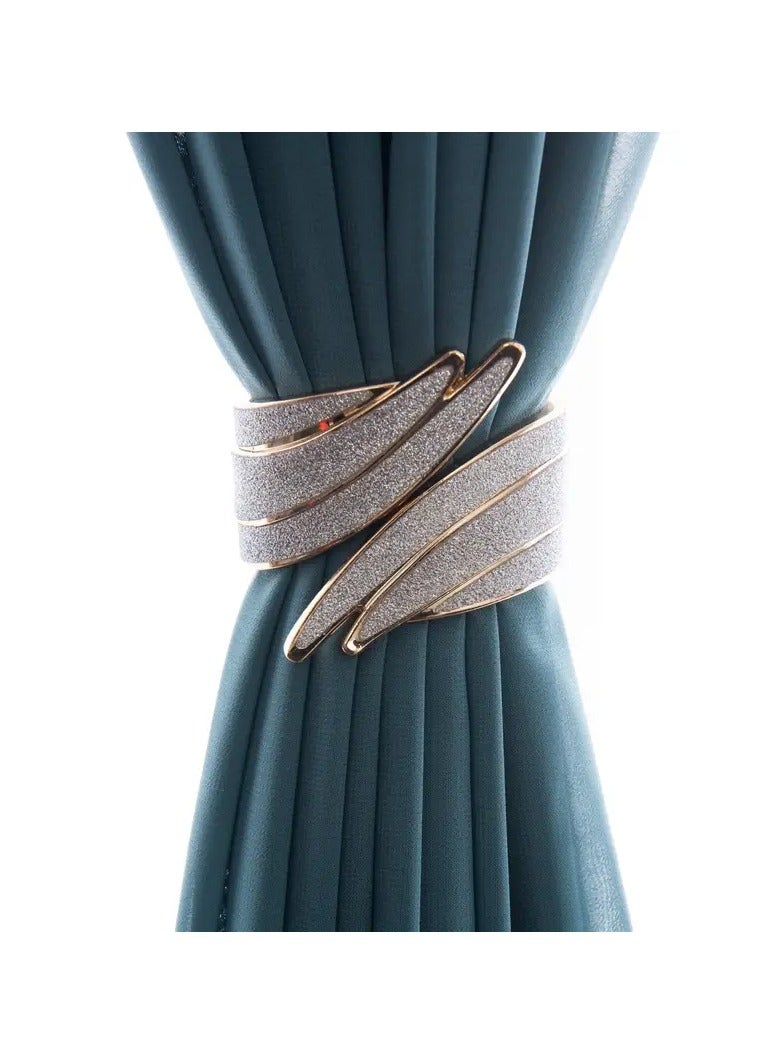Goolsky 1pc Alloy Window Curtain Tieback, Straps With Metal Diamond Model Curtain Tie For Window Blackout, Home Accessories Decor  - Image 1