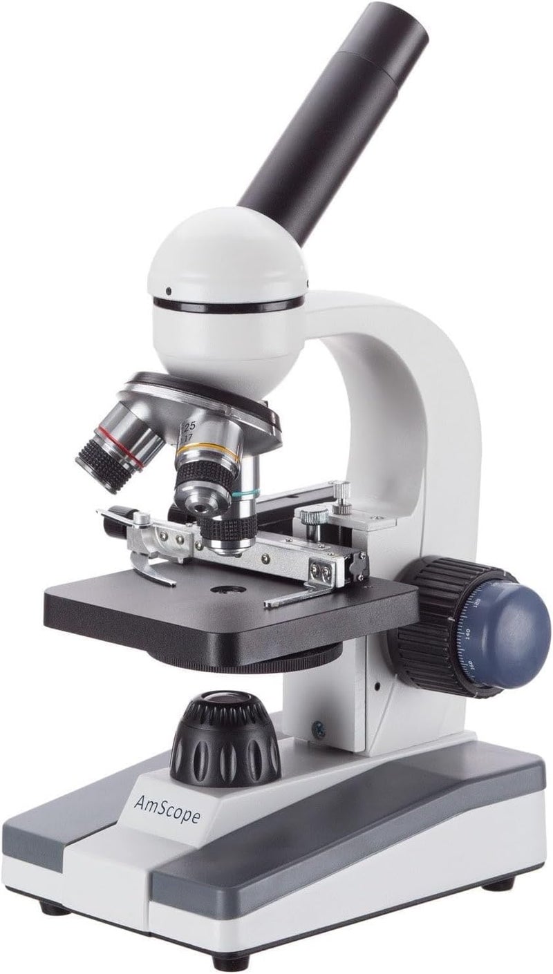 AmScope M150-MS Compound Monocular Microscope, WF10x Eyepiece, 40x-400x Magnification, LED Illumination, Brightfield, Single-Lens Condenser, Coarse and Fine Focus, Mechanical Stage, 110V - Image 1
