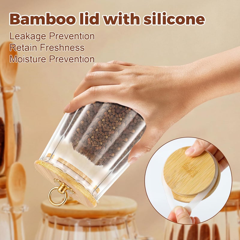 holoith Sugar Jar with Lid and Spoon,24oz Large Glass Spice Jars for Coffee Bar Decor Accessories Food Storage Containers Home Essentials - Image 5