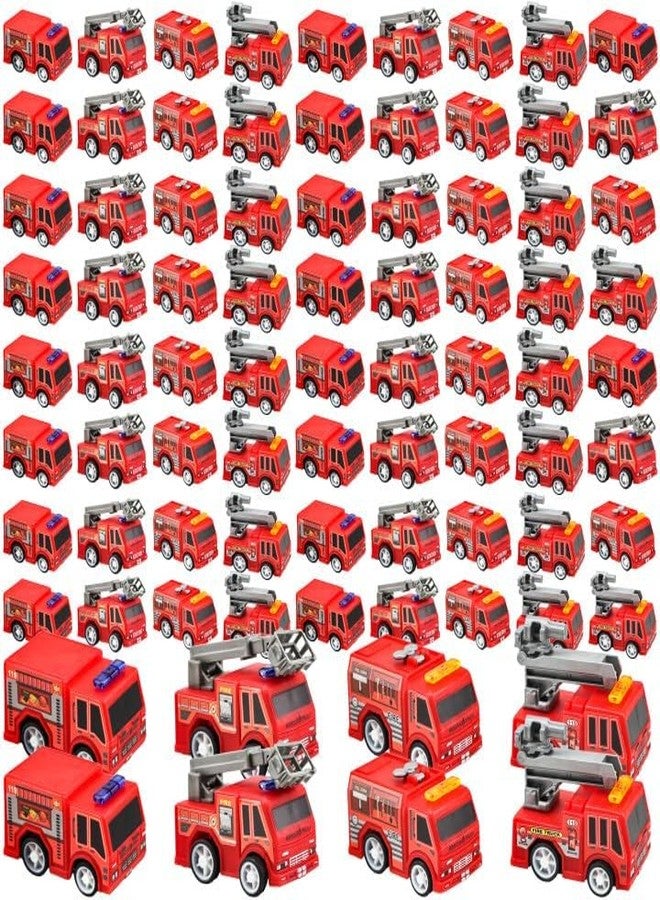 Conagel 80 Pcs 4 Styles Mini Pullback Fire Truck Toy Small Fire Trucks Toy Bulk Fire and Emergency Rescue Vehicles Set for Kids Birthday Party Favors - Image 2