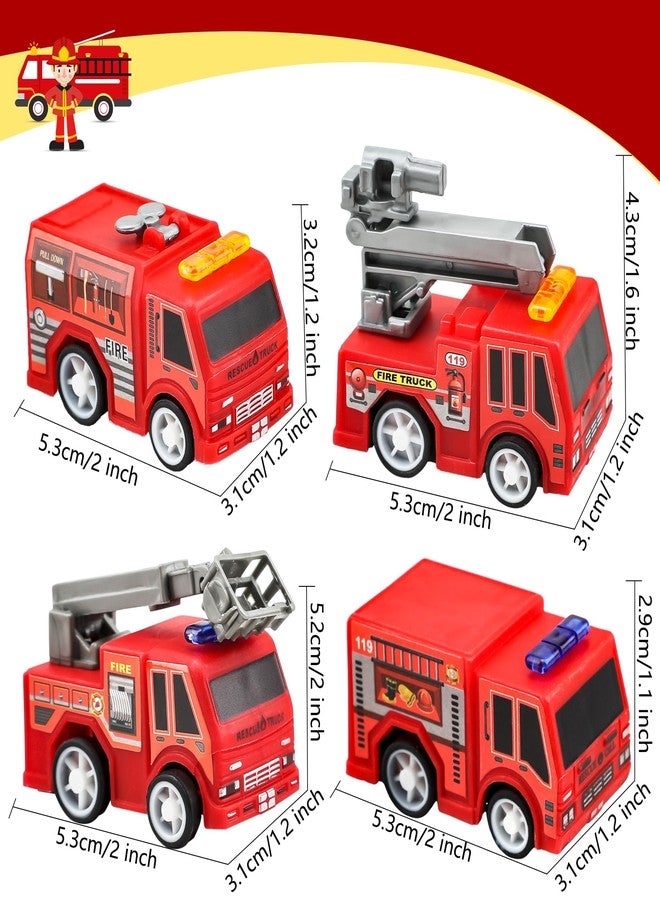 Conagel 80 Pcs 4 Styles Mini Pullback Fire Truck Toy Small Fire Trucks Toy Bulk Fire and Emergency Rescue Vehicles Set for Kids Birthday Party Favors - Image 3