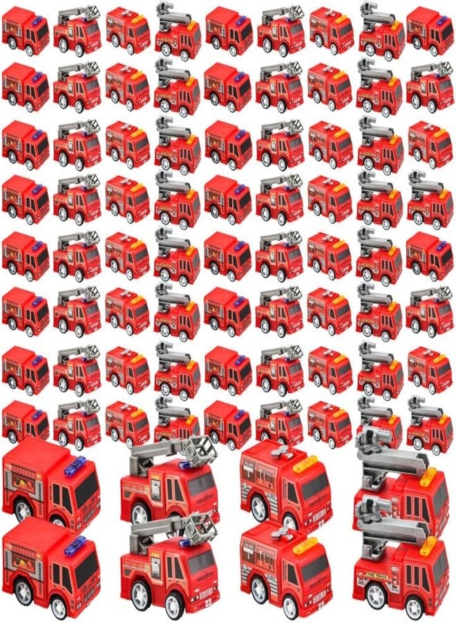 Conagel 80 Pcs 4 Styles Mini Pullback Fire Truck Toy Small Fire Trucks Toy Bulk Fire and Emergency Rescue Vehicles Set for Kids Birthday Party Favors - Image 1