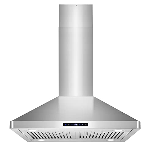 COSMO COS-63ISS75 30 in. Lumin Collection 380 CFM Ducted Island Range Hood, Soft Touch Controls, LED Lights, Stainless Steel - Image 1