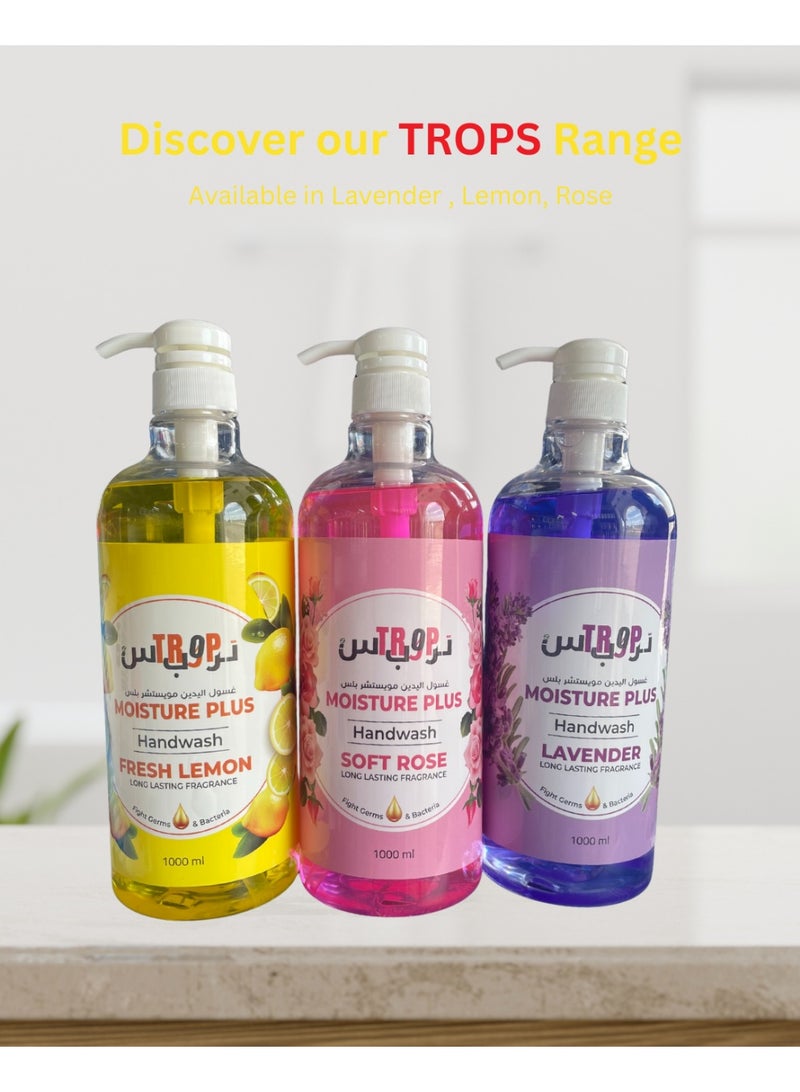 TROPS MOISTURE PLUS Fresh Lemon Handwash, Long Lasting Fragrance, 1000ml - Image 5