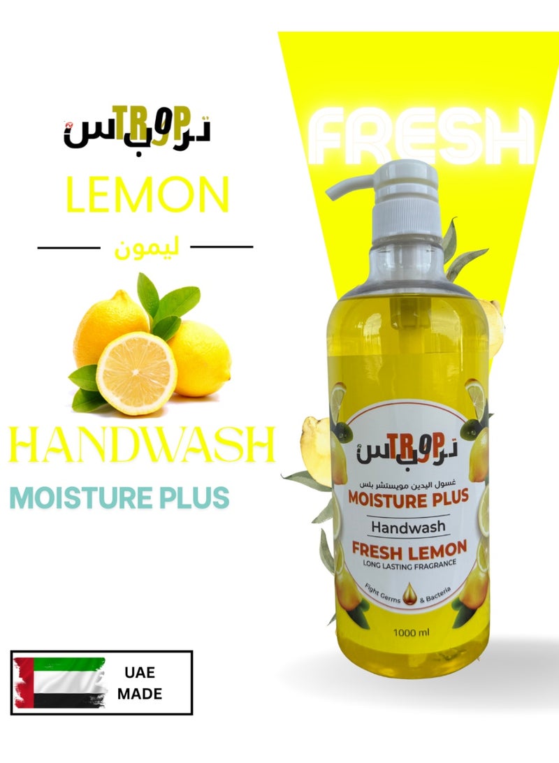 TROPS MOISTURE PLUS Fresh Lemon Handwash, Long Lasting Fragrance, 1000ml - Image 2