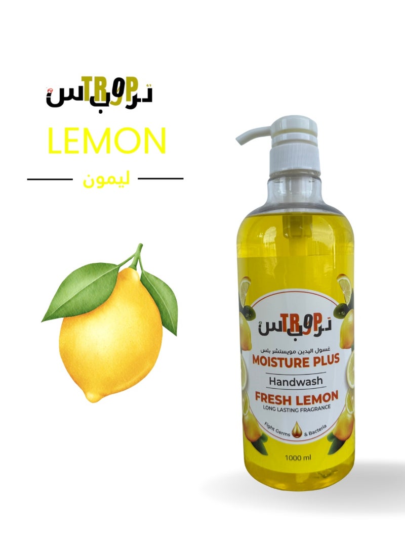 TROPS MOISTURE PLUS Fresh Lemon Handwash, Long Lasting Fragrance, 1000ml - Image 1
