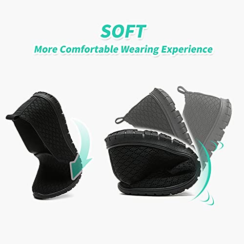 BABUDOG Women's Mesh Flats Shoes Breathable Slip on Shoes Casual Black and White Flats Comfortable Walking Shoes(Black.US10) - Image 3