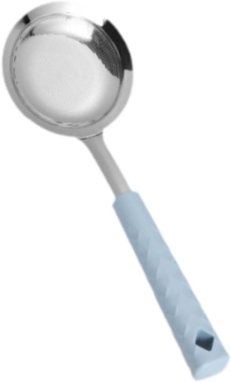 Qianly Fine Mesh Skimmer Spoon Stainless Steel Handheld Easy to Clean Oil Separator Slotted Colander Hot Pot Strainer, Blue - Image 5