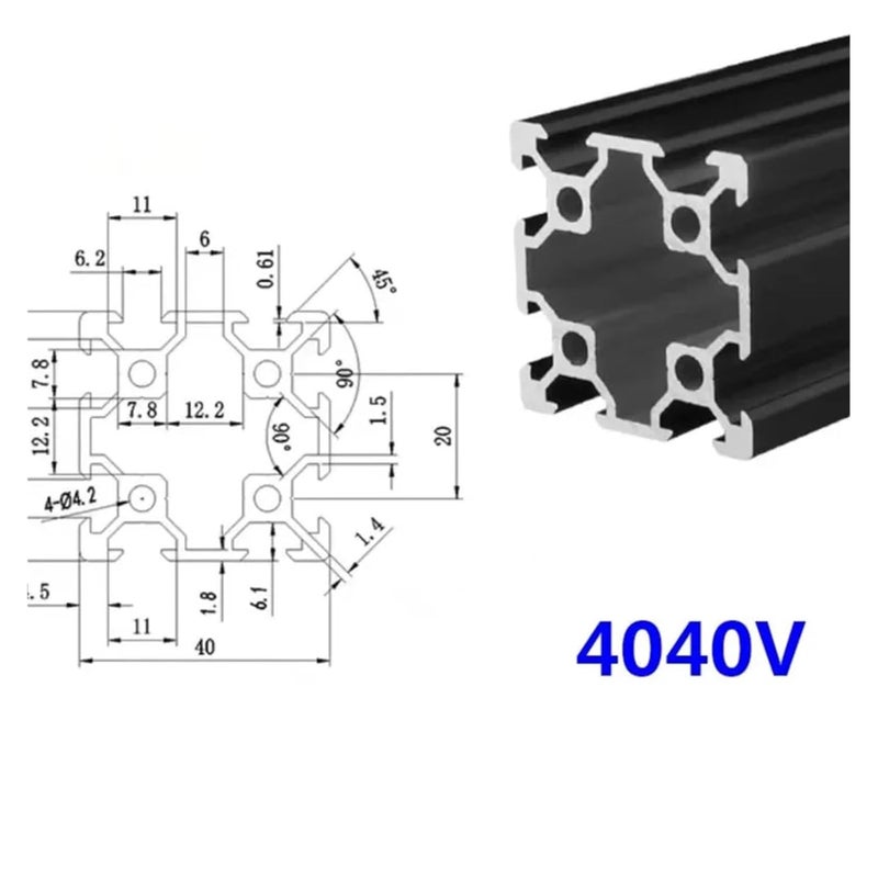 قطعة واحدة 4040 V-Slot 4040V بروفيل ألومنيوم بمسحة سوداء مؤكسدة أنودياً قياسي أوروبي إطار سكة خطية لطابعات CNC ثلاثية الأبعاد Joyful (150 مم) - Image 3