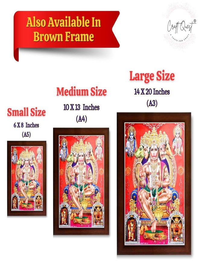 CRAFT QUEST Panchmukhi Hanuman JI | Bajrangbali Religious Photo frame Home Decorative Item Synthetic Wood (Golden, 6 X 8 Inches, Framed) - Image 5