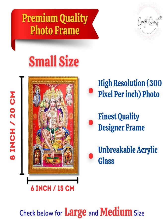 CRAFT QUEST Panchmukhi Hanuman JI | Bajrangbali Religious Photo frame Home Decorative Item Synthetic Wood (Golden, 6 X 8 Inches, Framed) - Image 2