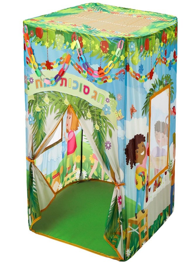 Vincreem Children's Pop up Sukkah, Kids Play Sukkot Tent with 180 Paper Chain Strips, Foldable Playhouse Tent for Indoor Outdoor Game Party Boys Girls Birthday Gifts - Image 1