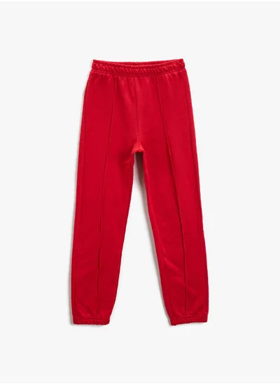 KOTON Cotton Elastic Waist Stitch Sweatpants