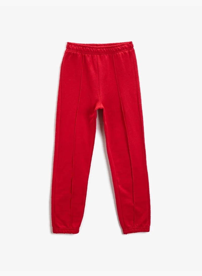 KOTON Cotton Elastic Waist Stitch Sweatpants
