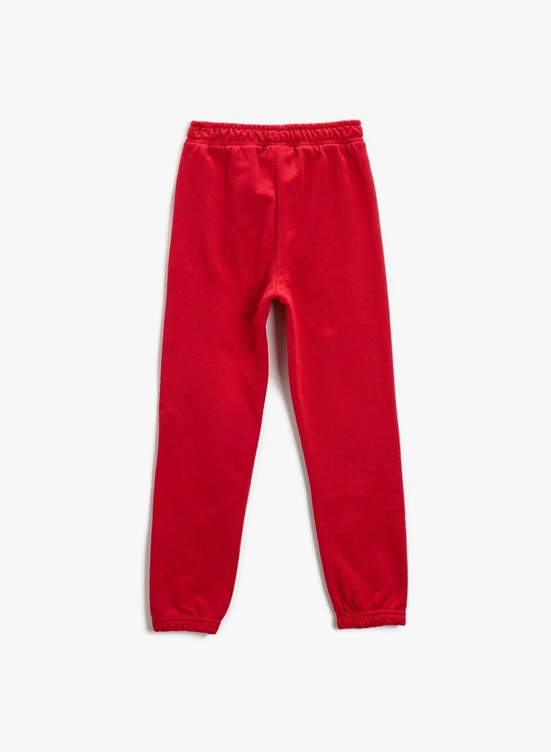 KOTON Cotton Elastic Waist Stitch Sweatpants
