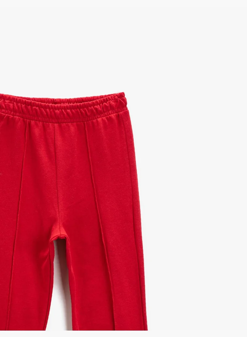 KOTON Cotton Elastic Waist Stitch Sweatpants