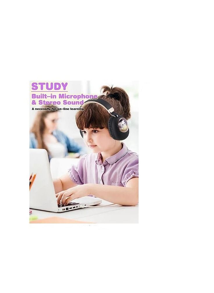 Y&D Kids Wireless Headphones, Bluetooth Over Ear Headphones with Cute Cat Colorful LED Lights,Wireless&Wired,Foldable Build-in Mic Bluetooth Headphones For Kids Girls Teens Adults School - Image 4