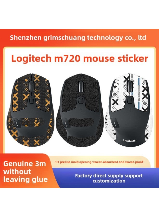 Suitable For Logitech M720 Mouse Anti-slip Sticker Sweat-proof Sweat-absorbent Side Protection Palm Sticker M720 All-inclusive Color Change Film-Color:[half Pack] One Red Printed Mouse Sticker [free Cleaning Cotton] - Image 2
