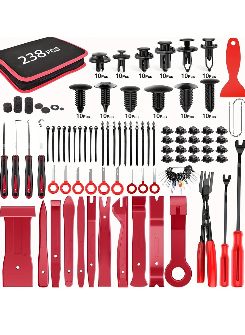 Arabest 238PCS Trim Removal Tool Kit, Auto Pry Tool Set for Door Panel, Dashboard, Radio & Bumper Clips - Non-Scratch Fastener Remover with Storage Bag for Car Interior & Exterior Repair - Image 1