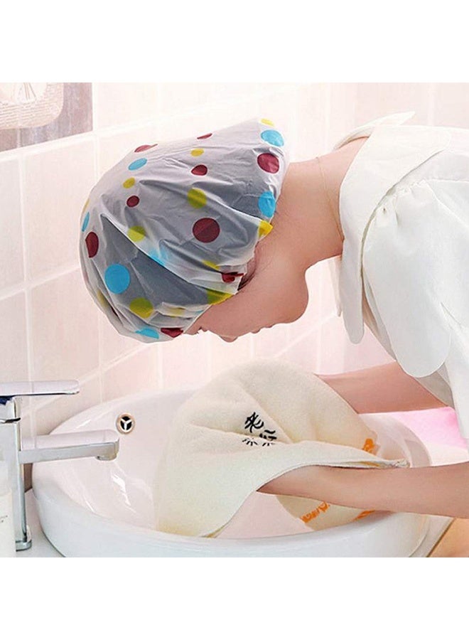 6 قطع غطاء الدش البلاستيكي EVA المضاد للماء، غطاء الشعر المرن القابل لإعادة الاستخدام، صالون التجميل أغطية الدش الشريط المرن الزهرة طباعة قبعة حماية البيئة غطاء دش منقط الشعر - Image 4