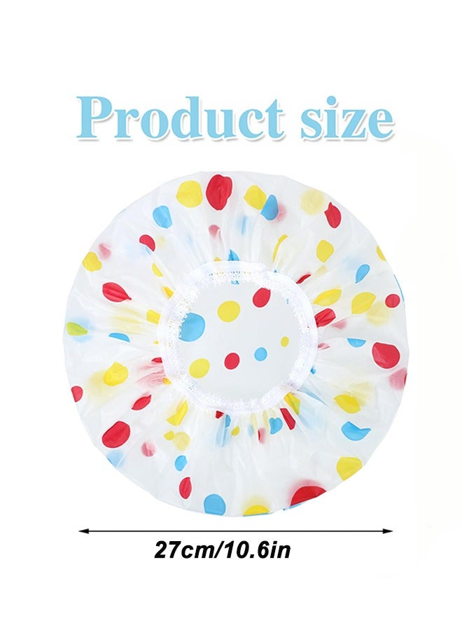 6 قطع غطاء الدش البلاستيكي EVA المضاد للماء، غطاء الشعر المرن القابل لإعادة الاستخدام، صالون التجميل أغطية الدش الشريط المرن الزهرة طباعة قبعة حماية البيئة غطاء دش منقط الشعر - Image 5