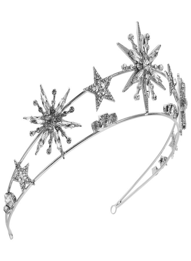 KALLORY Moon Decor Rhinestone Crowns Tiaras Star Headband, Glitter Hair Band Princess Tiara Wedding Headpiece for Women Girls, Hair Accessories Wedding Decor - Image 1