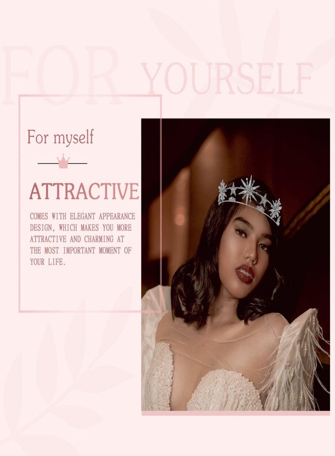 KALLORY Moon Decor Rhinestone Crowns Tiaras Star Headband, Glitter Hair Band Princess Tiara Wedding Headpiece for Women Girls, Hair Accessories Wedding Decor - Image 5