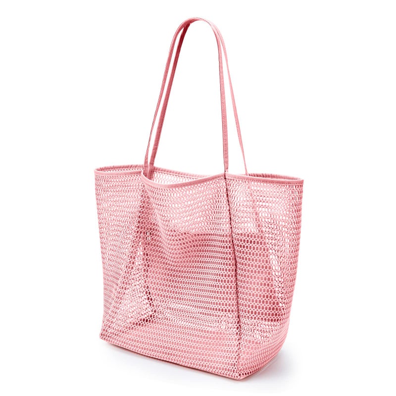 KALIDI Beach Mesh Tote Bag, Casual Tote Bag Hobo Women Foldable MAX 23L Shoulder Grocery Bag For Beach Picnic Vacation - Image 1