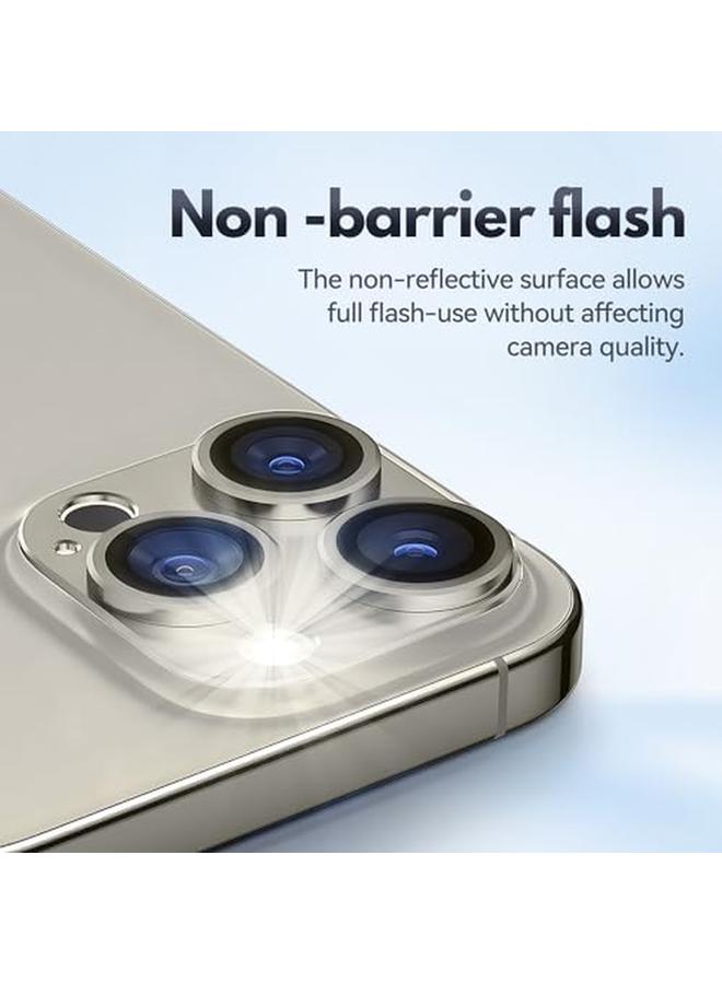 erorex 2 Pack Camera Lens Protector For Iphone 15 Pro Iphone 15 Pro Max Alloy Metal Camera Cover With Tempered Glass Screen Protector Accessories Scratch Resistant Natural Titanium - Image 4