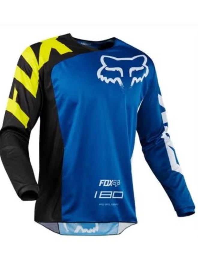 Fox Racing 180 Blue Yellow Motocross Long-Sleeve Jersey-XXXL