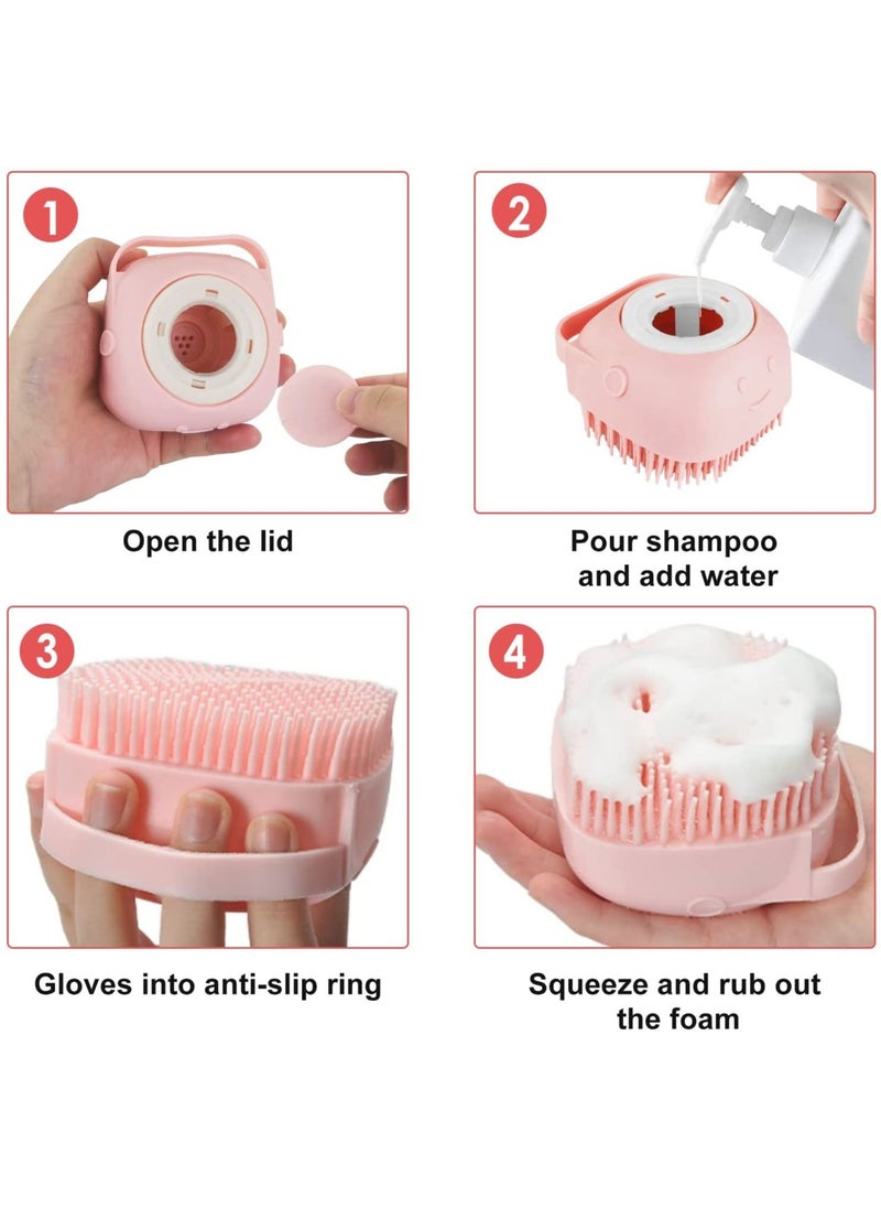MissTiara - Dog Cat Bath Brush Pet Grooming Soothe Massage Brush with Shampoo Dispenser Soft Silicone Bristle for Short Haired Dogs Cats Shower - Image 1
