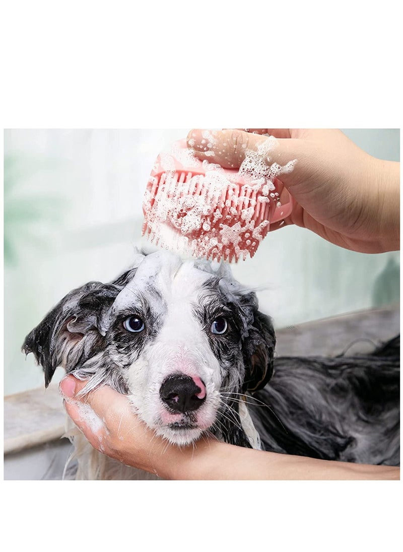MissTiara - Dog Cat Bath Brush Pet Grooming Soothe Massage Brush with Shampoo Dispenser Soft Silicone Bristle for Short Haired Dogs Cats Shower - Image 1