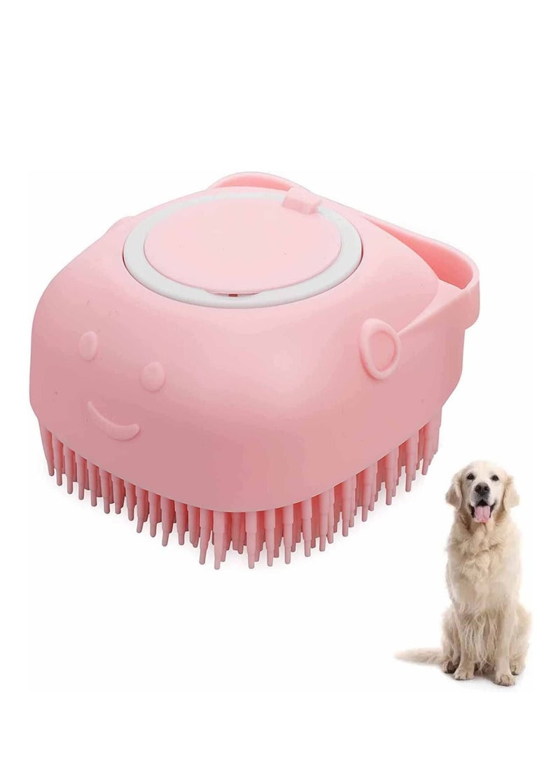 MissTiara - Dog Cat Bath Brush Pet Grooming Soothe Massage Brush with Shampoo Dispenser Soft Silicone Bristle for Short Haired Dogs Cats Shower - Image 1