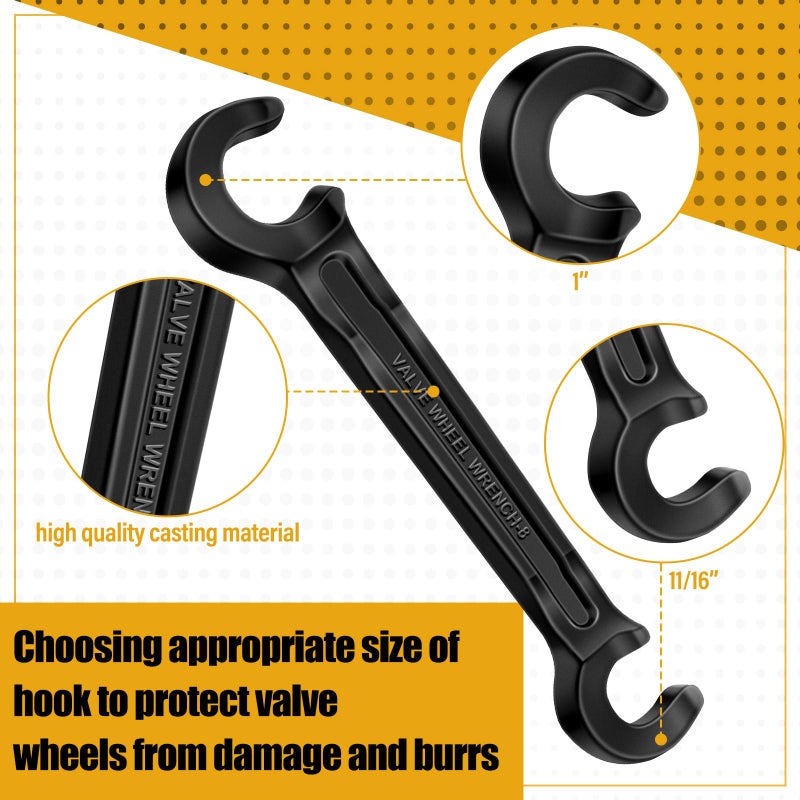 Leriton Double Ended Valve Wheel Wrench Cast Steel Hand Valve Wheels Wrench 8"" Opening Closing Tool Protect Handwheels From Damage Wheel Wrench For Fire Riser Drain(11/16"" And 1'') - Image 3