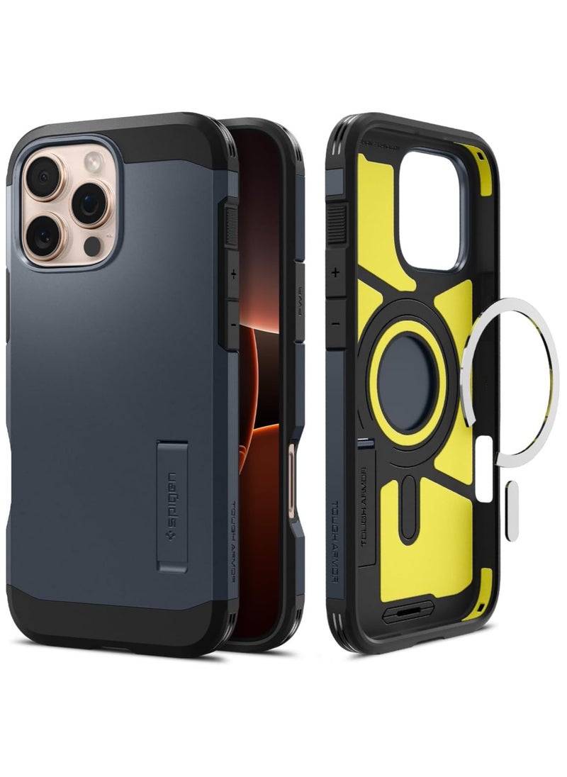 Spigen Tough Armor MagFit AI for iPhone 16 Pro Case Cover MagSafe with Kickstand (2024) - Metal Slate  - Image 1