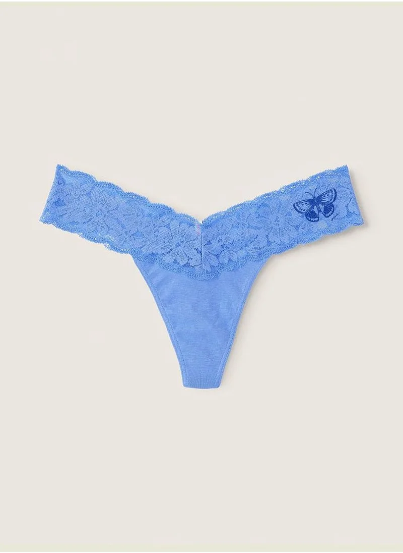PINK Everyday Lace Trim Thong Underwear