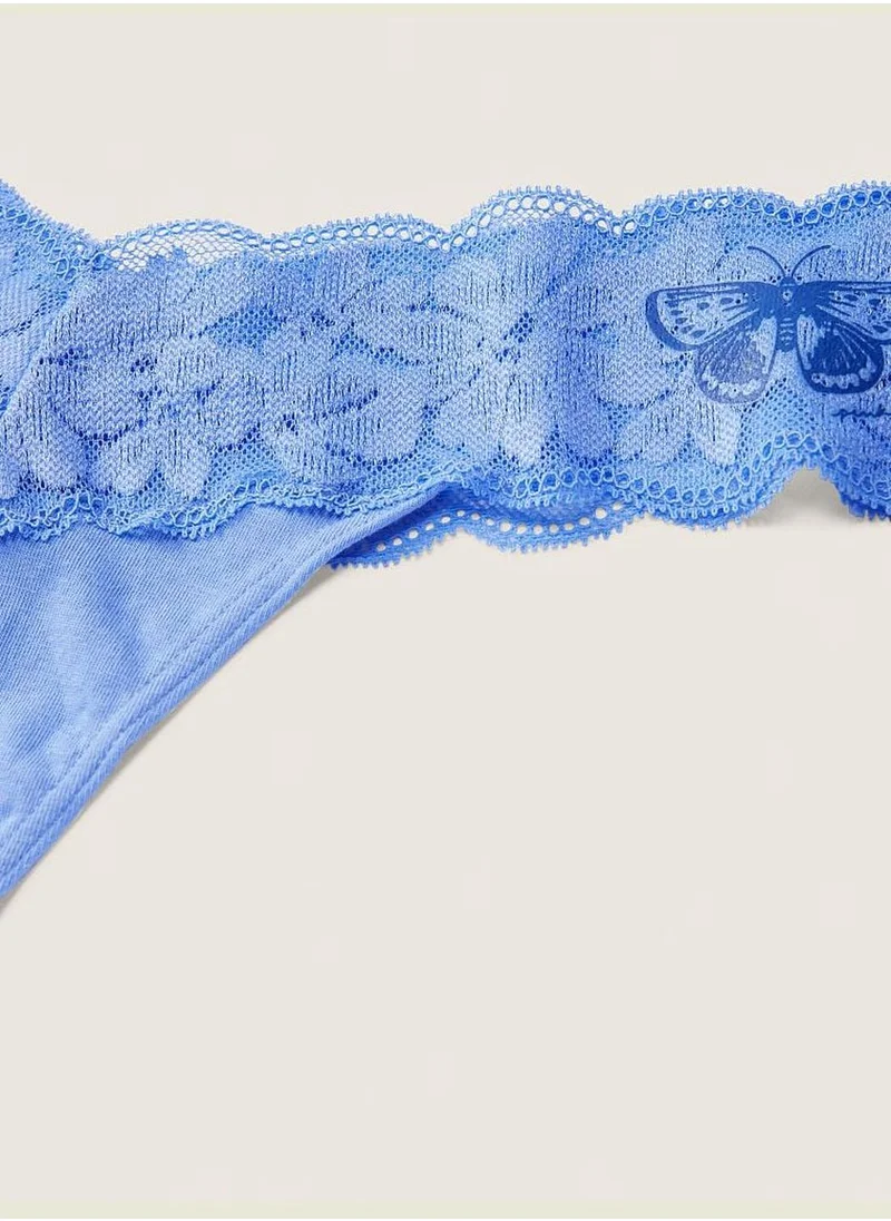 PINK Everyday Lace Trim Thong Underwear
