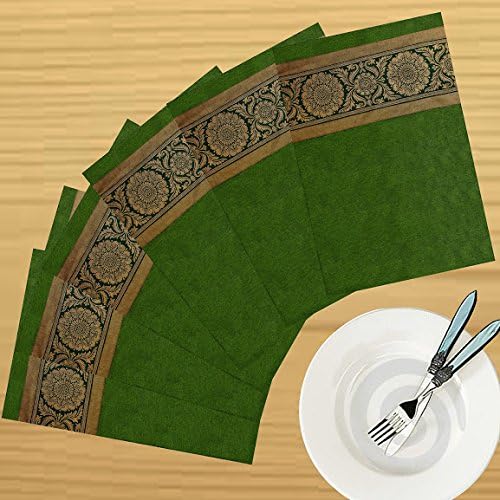 Dekor World Zari Floral Brocket Place Mat (Pack of 6 Pcs) - Image 2