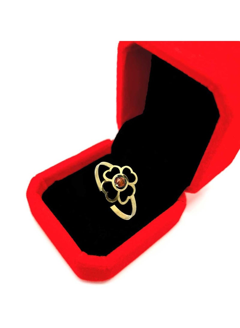 Hamsa.ae 18K Pure Gold Elegant Flower Zircon Stone Ring  - Image 4