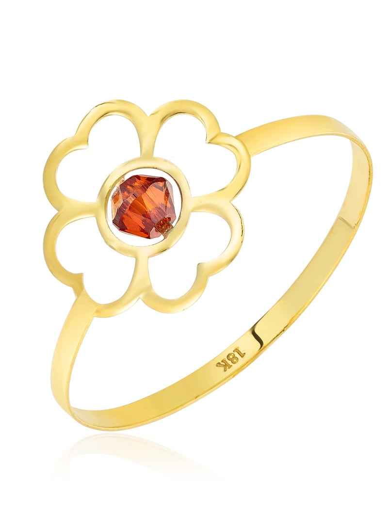 Hamsa.ae 18K Pure Gold Elegant Flower Zircon Stone Ring  - Image 1