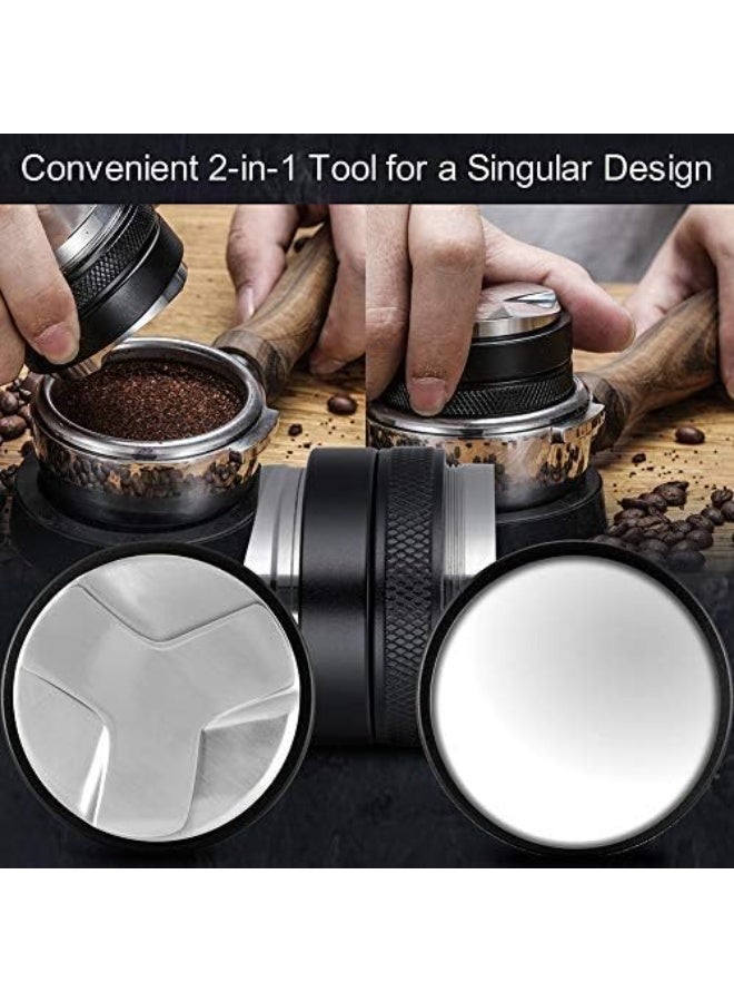 53mm Coffee Distributor & Tamper, Dual Head Coffee Leveller Fits for 54mm Breville Portafilter, Adjustable Depth- Professional Espresso Hand Tampers - Image 5
