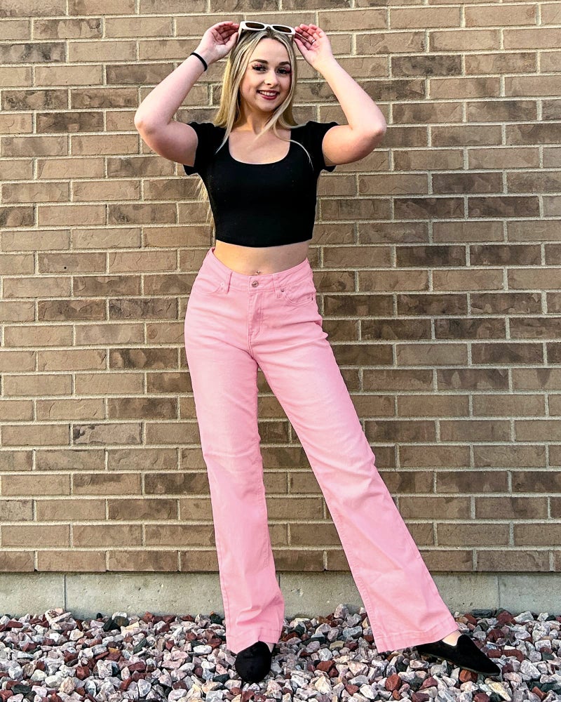 GRAPENT Women's 90s High Waisted Stretchy Jeans Western Bootcut Bell Bottom for Petite Rose Shadow Small Size 4 6 - Image 5