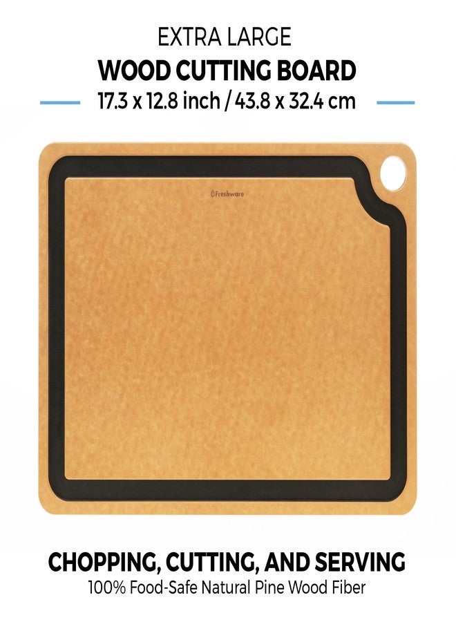 Freshware Cutting Board for Kitchen Dishwasher Safe, Wood Cutting Board, Natural Wood Fiber Composite, Juice Grooves, Non-Porous, Reversible, Extra Large, 17.3 x 12.8-inch, Natural Slate - Image 2