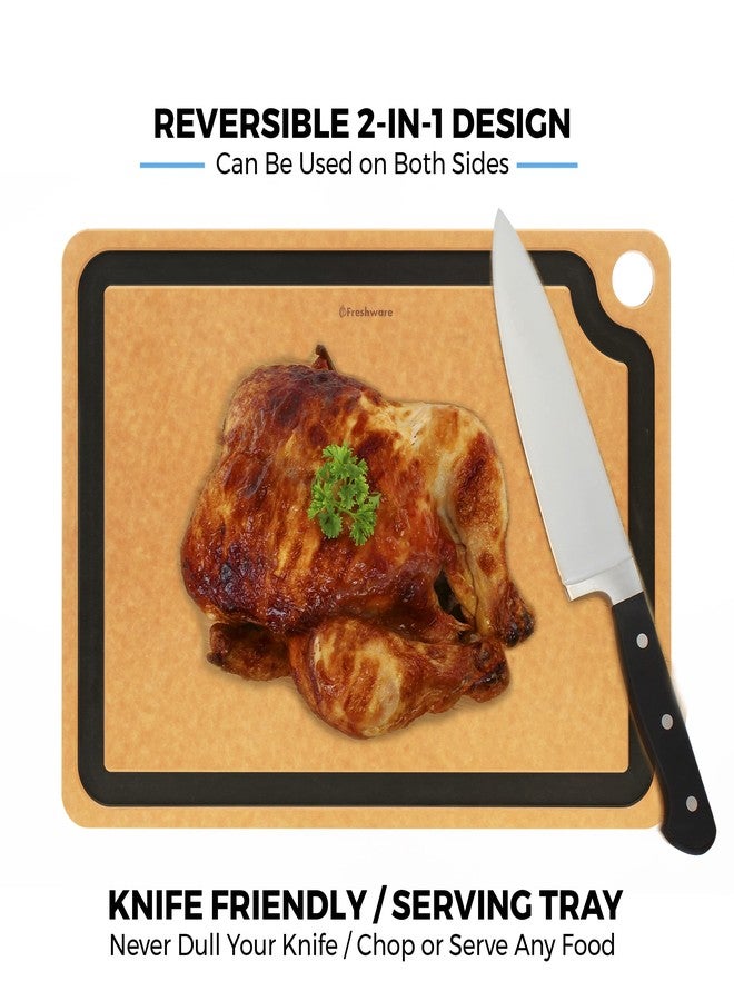 Freshware Cutting Board for Kitchen Dishwasher Safe, Wood Cutting Board, Natural Wood Fiber Composite, Juice Grooves, Non-Porous, Reversible, Extra Large, 17.3 x 12.8-inch, Natural Slate - Image 4