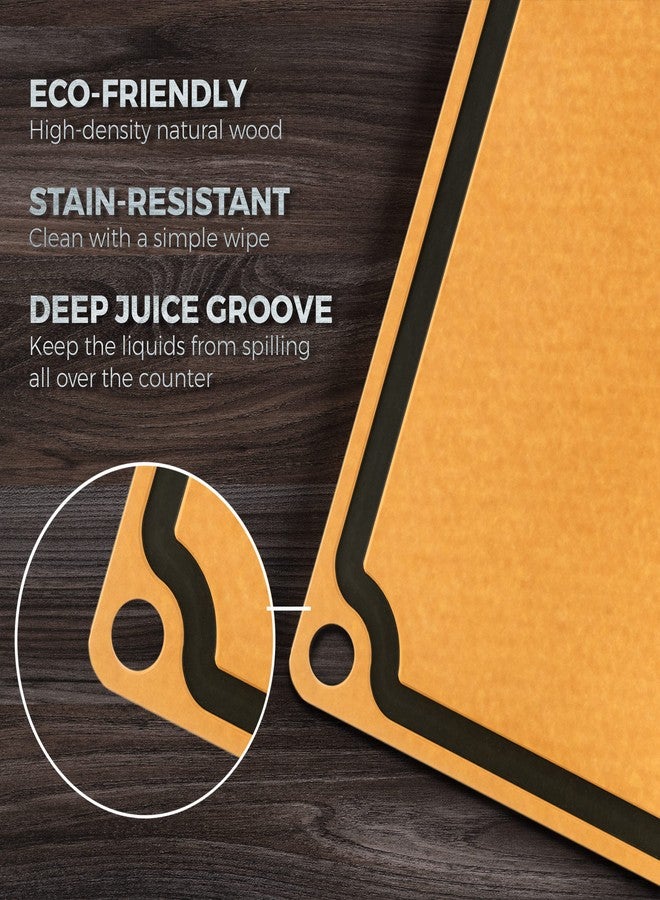Freshware Cutting Board for Kitchen Dishwasher Safe, Wood Cutting Board, Natural Wood Fiber Composite, Juice Grooves, Non-Porous, Reversible, Extra Large, 17.3 x 12.8-inch, Natural Slate - Image 5