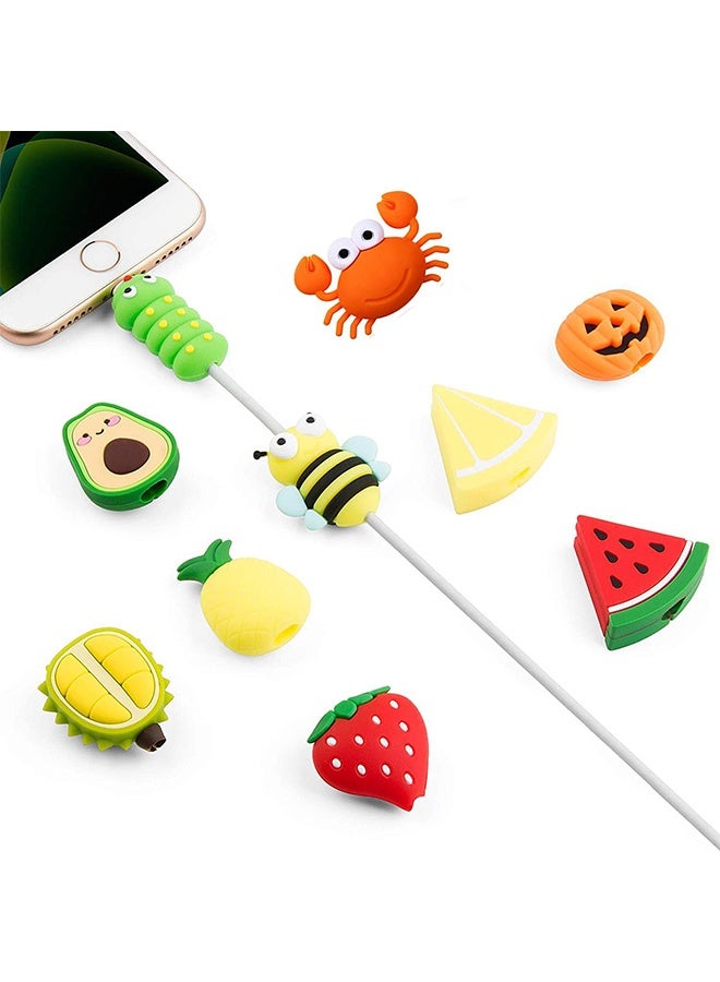 10Pcs Cable Protector, Cable Saver, Fruit Animal Charging Cable Buddies, Cable Protect Sets Compatible for iPhone iPad Charger Cable Only - Image 1