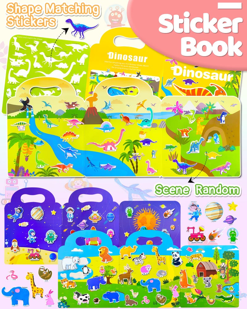 Benresive Reusable Sticker Book for Toddlers 2-4 Years, 3 Sets Travel Stickers for Kids, Waterproof Sticker Books for Toddlers 1-3, Crafts Activities for Todddlers 1-3 2-4 3-5 - Image 2