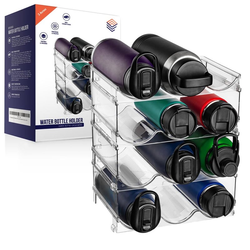 ClearSpace Water Bottle Organizer for Cabinet Stackable Water Bottle Holder for Cabinet or Wine Rack for Home Organization Storage Drink Organizer for Fridge Kitchen Organization 4 Pack